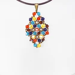 Pendant 30cm - Xochitl Rhombus S-Chocolate Leather - Pendant 30cm - Laiton bronze